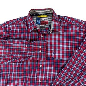 Wrangler‎ George Strait Cowboy Cut Red Plaid Button Down Western Shirt - L